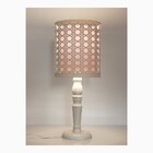 Abajur Cúpula C/ Recorte Palha Base Branco Provençal Rosa