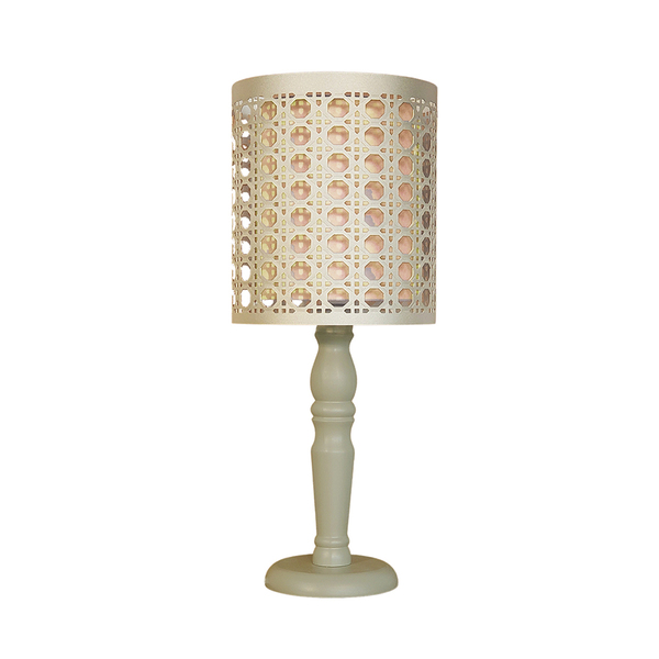 Abajur Cúpula C/ Recorte Palha Bronze Int. Cru Base Cáqui