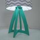 Abajur Cúpula Chevron Crie Casa Verde Menta E Branco