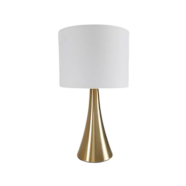 Abajur De Alumínio Dourado E Cúpula Branca