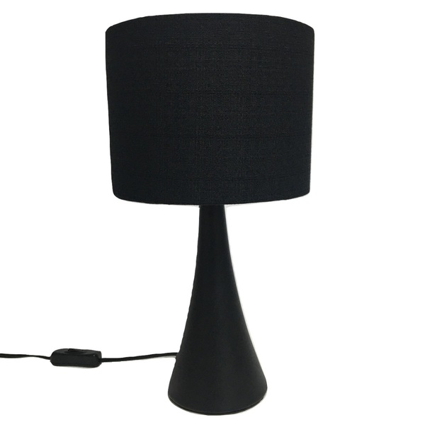 Abajur De Alumínio Preto E Cúpula Preta