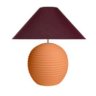 Abajur De Cerâmica Com Cúpula Em Tecido –  Bolão Terracota E