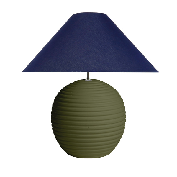 Abajur De Cerâmica Com Cúpula Em Tecido –  Bolão Verde Musgo