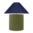 Abajur De Cerâmica Com Cúpula Em Tecido –  Bolhas Terracota E