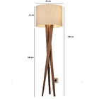 Abajur De Chão Bella Com Pés De Madeira Cupula Palha