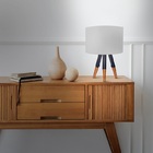 Abajur De Chão Decoração De Luxo Tripé Madeira Branco