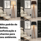 Abajur De Chão Luminaria Decore Com Cupula E Pes De Madeira P