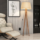 Abajur De Chão Luminaria Decore Com Cupula E Pes De Madeira P