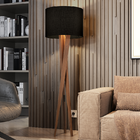 Abajur De Chão Para Sala  Luxo Cúpula Preta