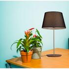 Abajur De Mesa Base Madeira 45cm Cupula Preta Slim 3039