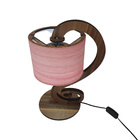 Abajur De Mesa Base Marrom E Cúpula Aquarela Vermelho Bivolt