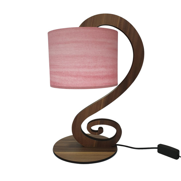 Abajur De Mesa Base Marrom E Cúpula Aquarela Vermelho Bivolt