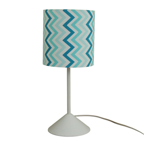 Abajur De Mesa Base Plástica E Cúpula Chevron Tons De Verde