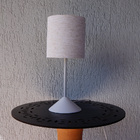 Abajur De Mesa Base Plástica E Cúpula Linho Bege Bivolt