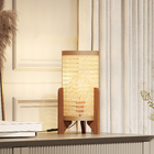 Abajur De Mesa De Cabeceira Rattan Pé Em Madeira Decor Sala