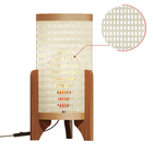 Abajur De Mesa De Cabeceira Rattan Pé Em Madeira Decor Sala