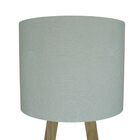 Abajur De Mesa Em Madeira Marrom E Cúpula Revestida Tecido Ar