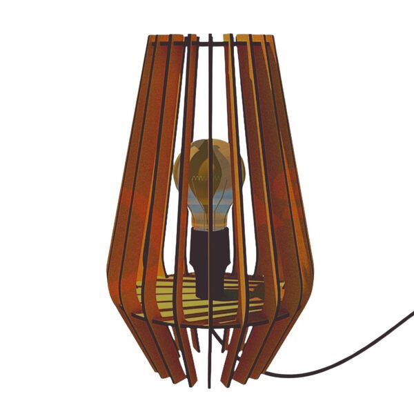 Abajur De Mesa Em Mdf - Cor: Marrom