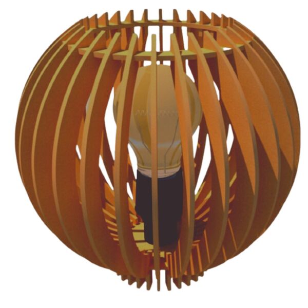 Abajur De Mesa Em Mdf - Cor: Marrom