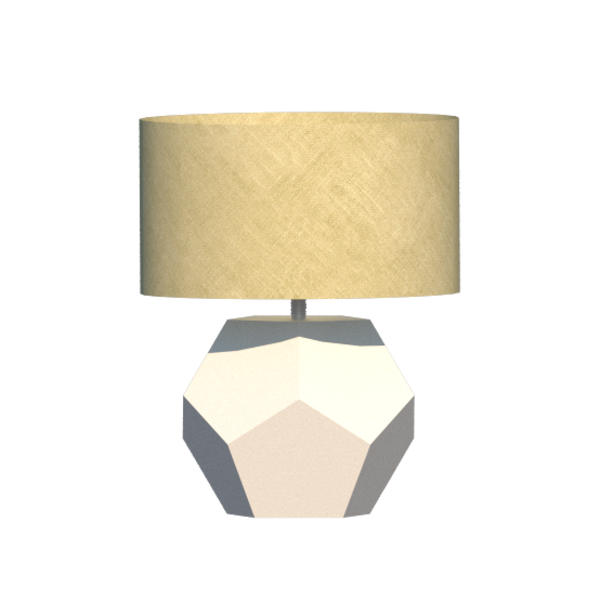 Abajur De Mesa Facetado 52x40cm Cúpula Algodão Crú E Madeira