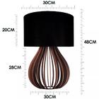 Abajur De Mesa Gota Em Madeira Caramelo Com Cúpula De Tecido