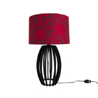 Abajur De Mesa Sala Luminária Anhanguera Mdf Preto Com Cúpula