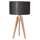 Abajur De Mesa Trippé Castanho Cúpula Preta Madelustre