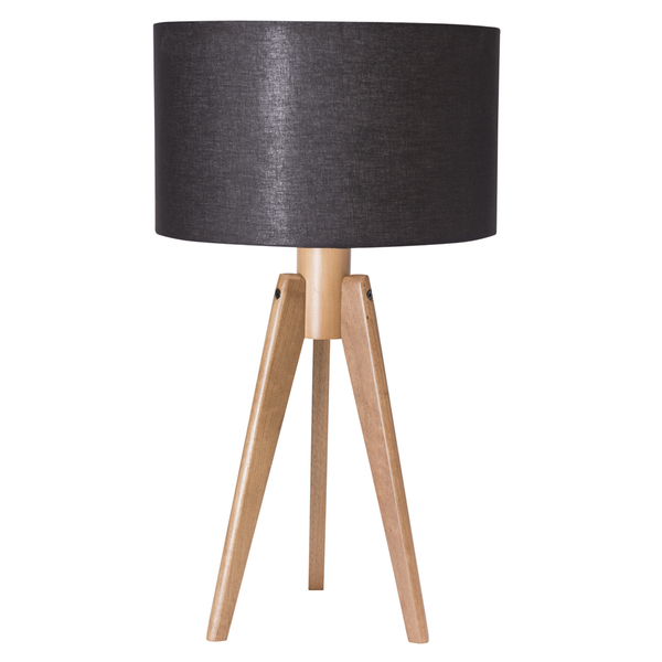 Abajur De Mesa Trippé Castanho Cúpula Preta Madelustre