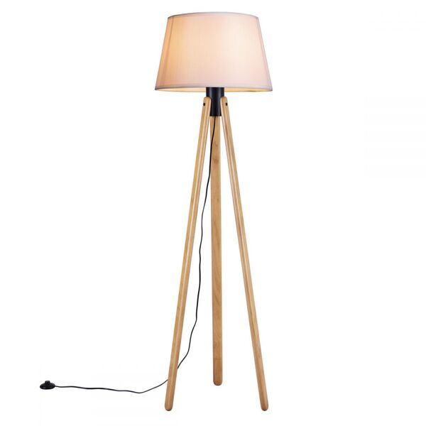 Abajur De Piso 2963ct/83 Castanho/algodão Cru - Madelustre -