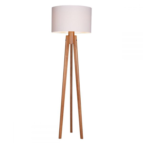 Abajur De Piso 3048 Castanho/algodão Cru - Madelustre