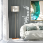 Abajur De Piso Cupula Redonda Palha Estrutura De Aço Estilo I