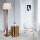 Abajur De Piso Delicata Castanho/algodão Cru - Madelustre