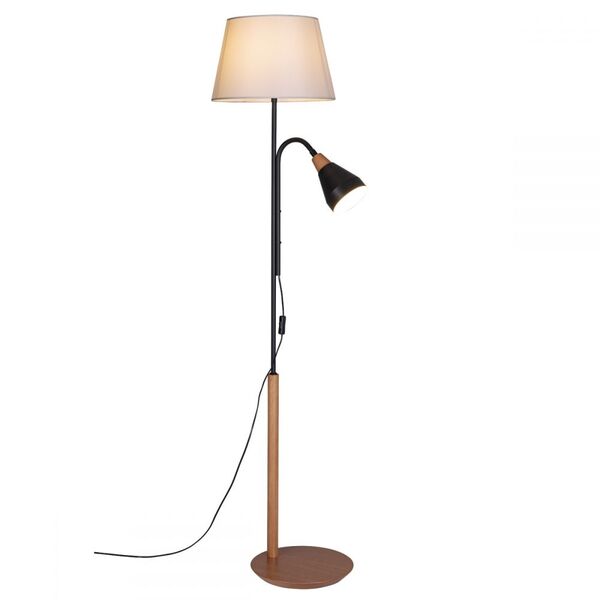 Abajur De Piso Focus Castanho/algodão Cru - Madelustre