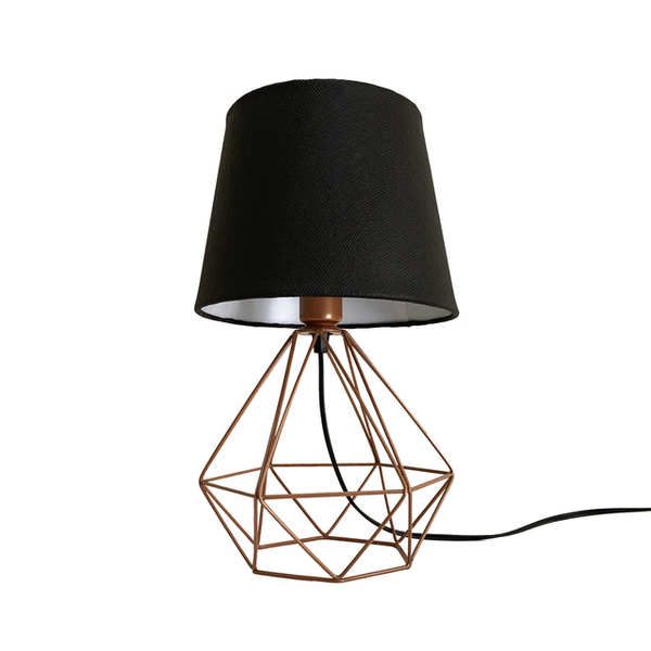 Abajur Diamante Aramado Quarto Sala Cúpula Em Tnt Rosé Gold