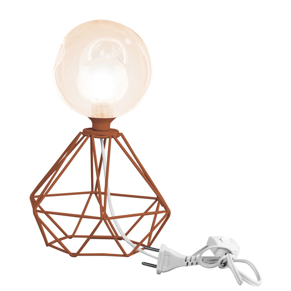 Abajur Diamante Cobre Bolinha Harmony Ambar Maravilhoso