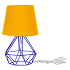 Abajur Diamante Dome Amarelo Com Aramado Azul