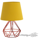 Abajur Diamante Dome Amarelo Mostarda Com Aramado Cobre