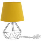 Abajur Diamante Dome Amarelo Mostarda Com Aramado Cromado