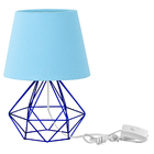 Abajur Diamante Dome Azul Bebe Com Aramado Azul Metálico