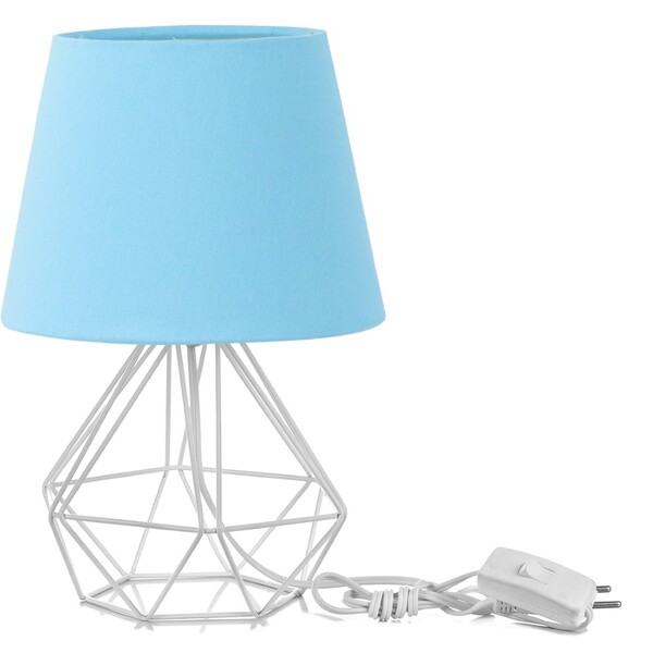 Abajur Diamante Dome Azul Bebe Com Aramado Branco