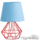 Abajur Diamante Dome Azul/bolinha Com Aramado Vermelho