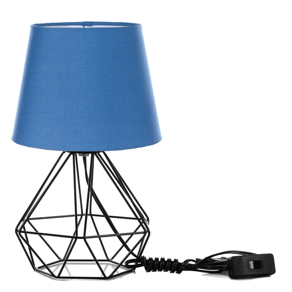 Abajur Diamante Dome Azul Com Aramado Preto