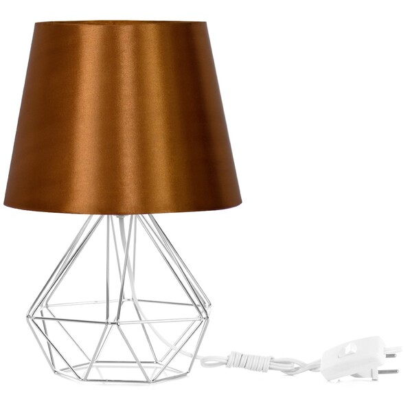 Abajur Diamante Dome Cobre Com Aramado Cromado