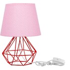 Abajur Diamante Dome Rosa/bolinha Com Aramado Vermelho