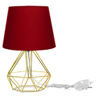 Abajur Diamante Dome Vermelho Com Aramado Dourado