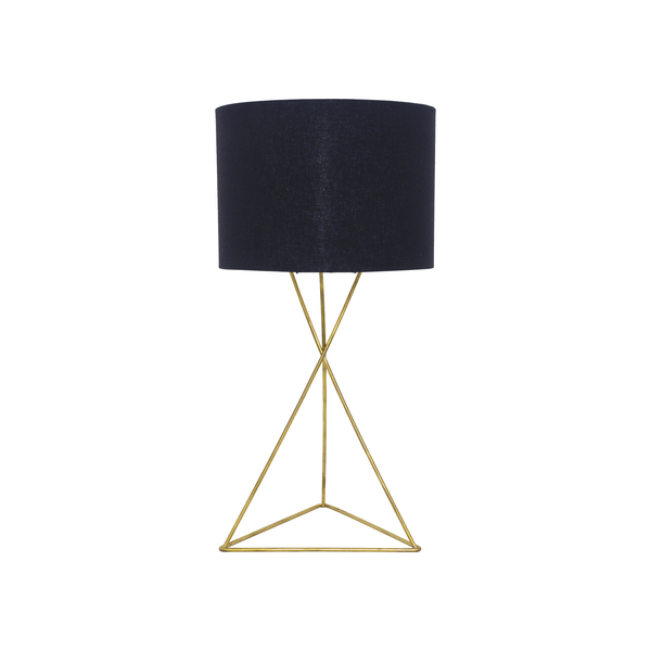 Abajur Dourado e Preto de Metal e Tecido Equi Auremar