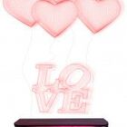 Abajur Em Acrílico Com Led Balões Love 3d - Branco