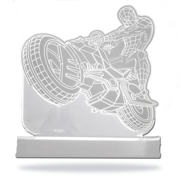 Abajur Em Acrílico Homem Aranha Com Led Branco  E Base Lumina