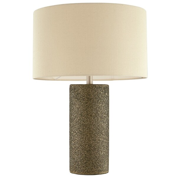 Abajur Em Cerâmica E Tecido Dourado Antique Cúpula Creme