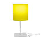 Abajur Eros Cilindrico Amarelo Com Base Quadrada De Inox